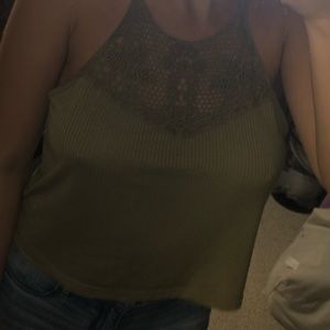 Olive green crochet top